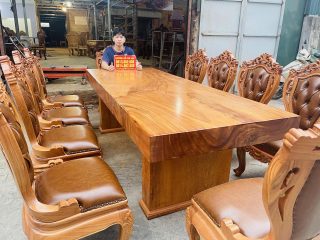 bàn ăn nguyên khối gỗ gõ đỏ