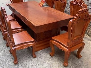 bộ bàn ăn gỗ gõ đỏ cao cấp