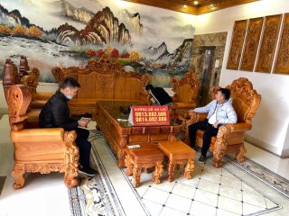 bộ bàn ghế louis hoàng gia đục hoa lá tây