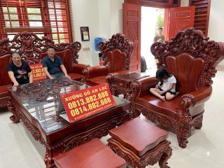 Bộ bàn ghế louis hoàng gia tân cổ điển gỗ hương đá hàng nguyên khối chân 20cm (Chú Nghĩa, Hà Nam) 12 Bộ bàn ghế phòng khách gỗ hương