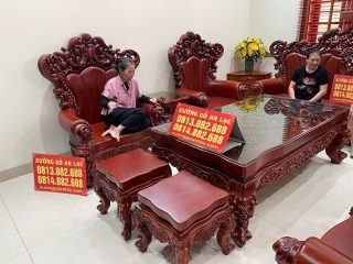 Bộ bàn ghế louis hoàng gia tân cổ điển gỗ hương đá hàng nguyên khối chân 20cm (Chú Nghĩa, Hà Nam) 13 Bộ bàn ghế 10 món
