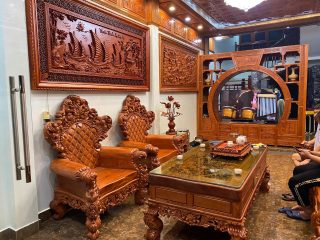 mẫu bàn ghế phòng khách gỗ hương