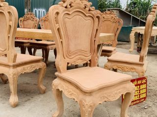 ghế ăn lưng cao đục hoa lá tây trên đỉnh chương