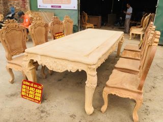 mẫu bàn ghế ăn chế tác 100% gỗ gõ đỏ