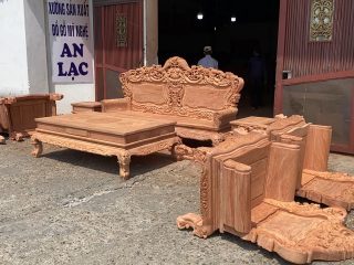 bộ bàn ghế louis gỗ hương đá