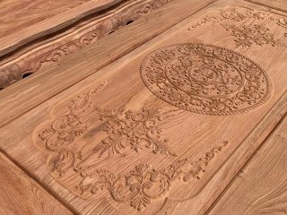 mặt bàn trà đục hoa lá tây