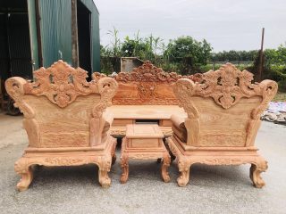 Bộ bàn ghế louis hoàng gia 6 món gỗ hương đá cao cấp (Anh Hoài, Hà Tĩnh) 16 bàn ghế gỗ hương đá