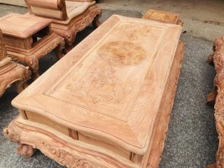 Bộ bàn ghế louis hoàng gia 6 món gỗ hương đá cao cấp (Anh Hoài, Hà Tĩnh) 17 bàn trà mặt khung tranh