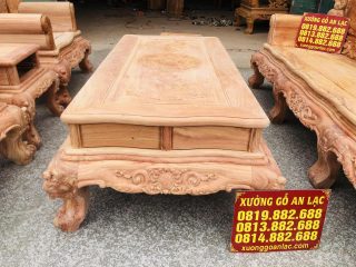 Bộ bàn ghế louis hoàng gia 6 món gỗ hương đá cao cấp (Anh Hoài, Hà Tĩnh) 19 hệ chân quỳ cong cách điệu