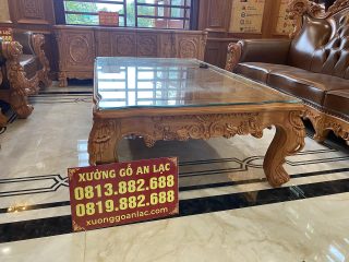 Combo bàn ghế louis hoàng gia bọc đệm gỗ gõ đỏ và kệ tivi louis hoa hồng (Anh Nghĩa - Thái Bình) 13 bàn trà louis hoàng gia