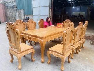 bộ bàn ăn louis hoàng gia