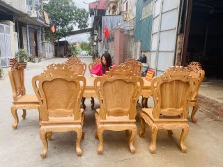 bộ bàn ăn gỗ gõ đỏ cao cấp