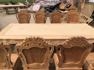 bàn ăn khung ván