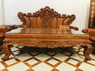 Siêu phẩm bàn ghế louis hoàng gia nguyên khối gỗ hương đá 6 món (Anh Hiếu, Đồng Nai) 14 hệ châm yếm hoa lá tây