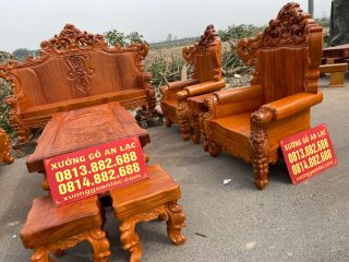 bàn ghế gỗ gõ đỏ nguyên khối