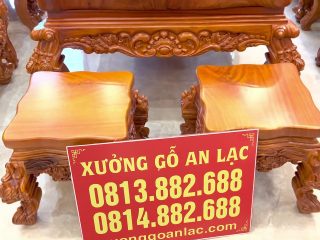 Siêu phẩm bàn ghế louis hoàng gia nguyên khối tay cong gỗ gõ cao cấp (Anh Cao, Bắc Giang) 20 bộ đôi đôn ngồi