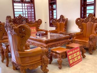 Siêu phẩm bàn ghế louis hoàng gia nguyên khối tay cong gỗ gõ cao cấp (Anh Cao, Bắc Giang) 21 bộ bàn ghế louis hoàng gia gỗ gõ đỏ cao cấp