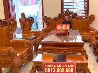 Siêu phẩm bàn ghế louis hoàng gia nguyên khối tay cong gỗ gõ cao cấp (Anh Cao, Bắc Giang) 15 Trọn bộ 4 ghế đơn louis