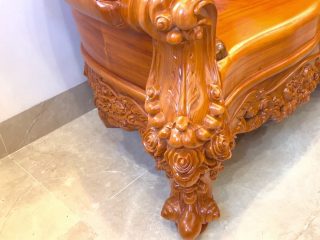 Siêu phẩm bàn ghế louis hoàng gia nguyên khối tay cong gỗ gõ cao cấp (Anh Cao, Bắc Giang) 18 chân ghế nguyên khối