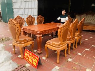 bộ bàn ăn louis hoàng gia