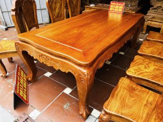 bàn ăn chữ nhật louis hoàng gia