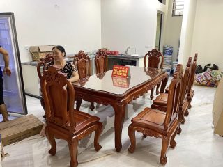 bộ bàn ăn gỗ gõ đỏ