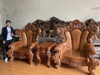 ghế đơn louis hoàng gia kèm đôn kẹp