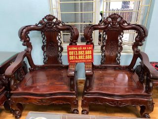 Bộ bàn ghế louis hoàng gia Pháp gỗ cẩm lai Lào thiết kế cột cong dẻo siêu vip (Chú Long, Hà Nội) 10 mẫu ghế đơn louis tân cổ điển