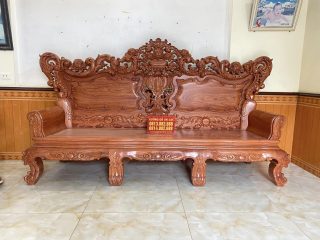 Bàn ghế louis hoàng gia Vip 6 món gỗ hương đá cao cấp (Bác Thành, Gia Lâm) 7 bàn ghế đục tỉa hoa lá tây