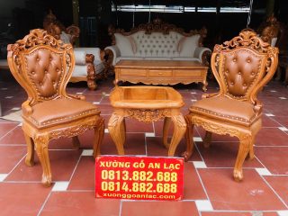 Bộ bàn trà louis hai ghế bọc đệm gỗ gõ đỏ cao cấp (Chú Nam, Vĩnh Phúc) 8 mẫu bàn trà nhỏ 2 ghế