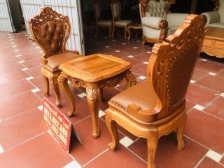 Bộ bàn trà louis hai ghế bọc đệm gỗ gõ đỏ cao cấp (Chú Nam, Vĩnh Phúc) 9 bộ bàn trà gỗ gõ đỏ cao cấp