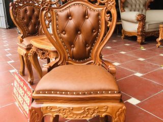 Bộ bàn trà louis hai ghế bọc đệm gỗ gõ đỏ cao cấp (Chú Nam, Vĩnh Phúc) 11 mẫu ghế louis hoa lá tây