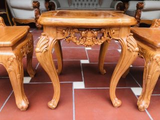 bàn trà louis hoa lá tây