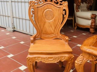 mẫu ghế louis hoàng gia gỗ gõ đỏ