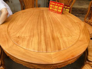 bàn ăn tròn gỗ gõ đỏ