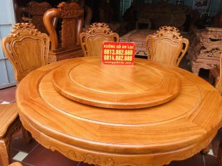 Bộ bàn ăn tròn xoay 1m47 kết hợp 8 ghế louis gỗ gõ đỏ (Chị Hằng, Nam Định) 13 mẫu bàn ăn tròn có mâm xoay