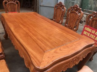 bàn ăn chữ nhật gỗ hương đá