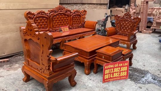 bàn ghế hoàng gia chân 12 gỗ gõ đỏ Nam Phi