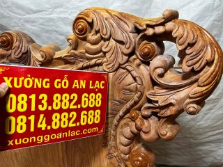Bộ bàn ghế louis hoàng gia nguyên khối chân 18 6 món gỗ hương đá hoàn thiện mộc (Anh Khôi, Thái Nguyên) 41 vai ghế đục lá tây