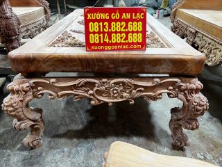 Bộ bàn ghế louis hoàng gia nguyên khối chân 18 6 món gỗ hương đá hoàn thiện mộc (Anh Khôi, Thái Nguyên) 25 bàn trà louis gỗ hương
