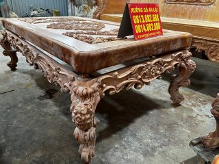 Bộ bàn ghế louis hoàng gia nguyên khối chân 18 6 món gỗ hương đá hoàn thiện mộc (Anh Khôi, Thái Nguyên) 26 bàn trà louis cao cấp