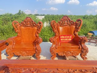 Bộ bàn ghế louis hoàng gia nguyên khối 10 món gỗ hương đá siêu vip (Anh Đình, Vĩnh Phúc) 24 ghế louis hoàng gia tân cổ điển