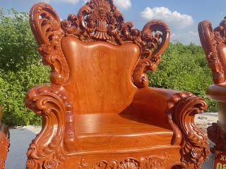 Bộ bàn ghế louis hoàng gia nguyên khối 10 món gỗ hương đá siêu vip (Anh Đình, Vĩnh Phúc) 25 Mẫu ghế đơn louis vách trơn