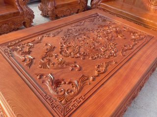 Bộ bàn ghế louis hoàng gia nguyên khối 10 món gỗ hương đá siêu vip (Anh Đình, Vĩnh Phúc) 17 bàn trà mặt nguyên khối