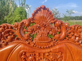 Bộ bàn ghế louis hoàng gia nguyên khối 10 món gỗ hương đá siêu vip (Anh Đình, Vĩnh Phúc) 19 đỉnh chương đục giỏ hoa hồng lá tây