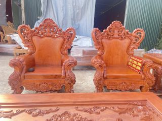 Bộ bàn ghế louis hoàng gia nguyên khối 10 món gỗ hương đá siêu vip (Anh Đình, Vĩnh Phúc) 23 ghế đơn louis hoàng gia