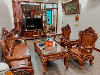 Bộ bàn ghế louis hoàng gia Pháp 6 món gỗ hương đá cao cấp (Chú Tiến, Bắc Ninh) 6 bàn ghế louis gỗ hương đá