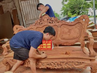 Bộ bàn ghế louis hoàng gia Pháp 6 món gỗ hương đá cao cấp (Chú Tiến, Bắc Ninh) 7 mẫu đoản dài bản mộc