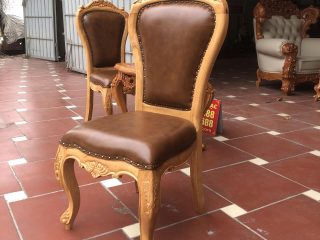 Bộ bàn trà ghế louis gỗ gõ đỏ bọc da bò thật nhập khẩu Italia siêu vip (Anh Tuấn, Huế) 16 ghế gỗ gõ đỏ bọc da thật