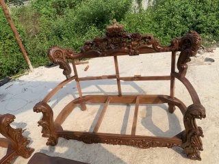 Hàng mộc khung bộ ghế hoàng gia King gỗ gõ bọc đệm 6 món (Anh Bách, Hải Phòng) 37 phần khung gỗ ghế đôi cực chắc chắn